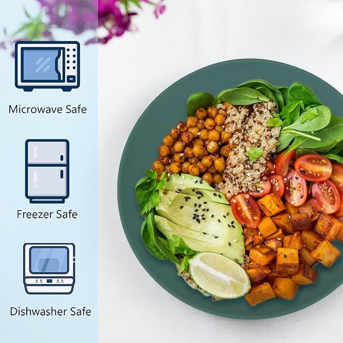 Homienly Wheat Straw Dinner Plates Set of 8, 10 Inch, Microwave and Dishwasher Safe, Unbreakable Kids Plates, 4 Colors (Multi), MS 01
