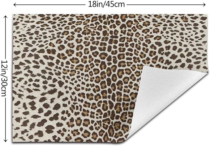 Leopard Print Placemats Set of 4,12x18 Inches Brown Cheetah Animal Print Decorative Placemats Rectangle Boho Modern Abstract Table Mats for Party Home Kitchen Dining Table Decoration