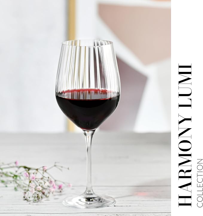 Krosno Red Wine Glasses | Set of 4 | 15.2 oz | Harmony LUMI Collection | Wedding Gift Drinkware | Perfect for Home, Restaurants and Kitchen Sets | Dishwasher Safe | Lead-Free Crystal Glass