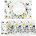 AOFOTO Floral Placemats Set of 4 Watercolor Blue Yellow Flower Green Leaves Printed Place Mats Rectangular Artistic Table Mats for Party Home Kitchen Restaurant Dining Table Decor 12x18 Inch