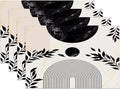 Boho Mid Century Leaf Placemats,Arch Sun Design,Minimalistic Leaves Pattern Luxurious Washable Place Mats 12x18Inch for Dining Kitchen Farmhouse Decor 6 PCS