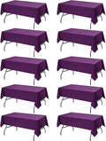 10-Pack Purple Tablecloths for Rectangle Tables, 60 x 84 Inches, Stain-Resistant Polyester Fabric for 4 Foot Tables - Washable Table Covers for Weddings, Banquets, Birthday Parties, Events