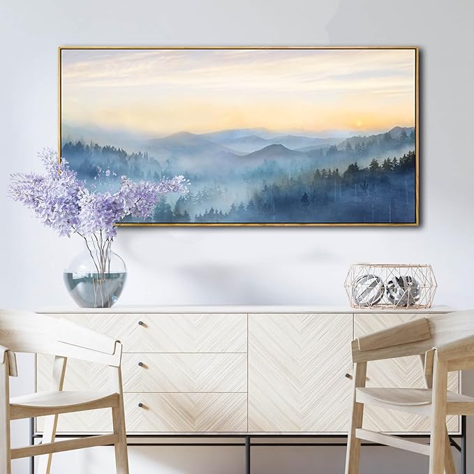 YJYart Tree Wall Art for Living Room Forest Nature Painting 20"x40"Framed Artwork Landscape Canvas Print for Bedroom Office Home Decor