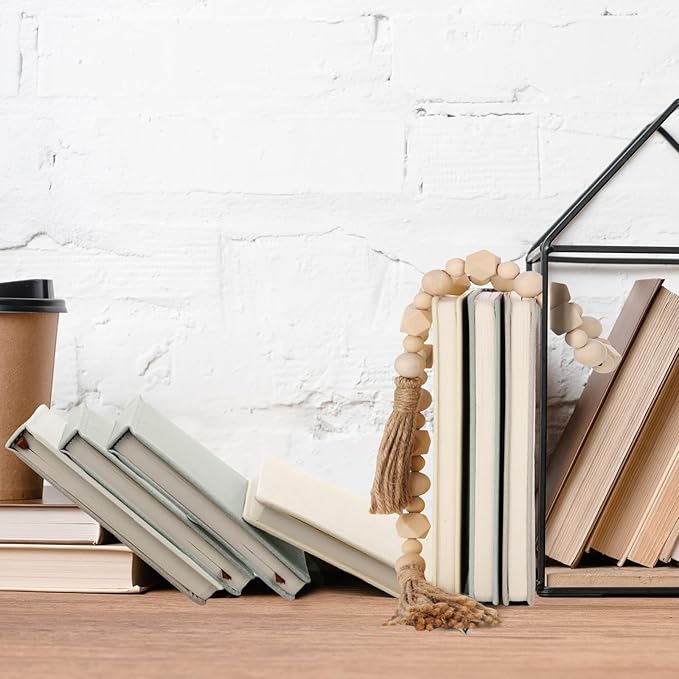 3 Pieces Faux Decorative Books Set for Home Decor Fake Book for Shelves Coffee Table Stacked Linen Covered Display Notebook with Wood Bead Bookend Gift for Living Room(Fresh Color)