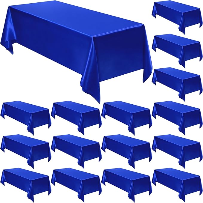 Moukeren 18 Pack Rectangle Tablecloths 58 x 102 Inch Table Cloth Reusable Washable Polyester Table Clothes Bulk for 6 ft Tables for Wedding, Party, Restaurant (Blue)