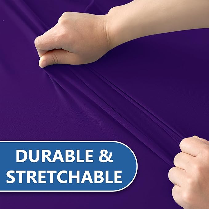 Fitted Stretch Table Cover for 6 ft Rectangle Tables-6 Pack Dark Purple Spandex Tablecloth-Elastic Folding Tablecloths for Party, Vendor Booth Display, Banquet Buffet Event, Craft Trade Show