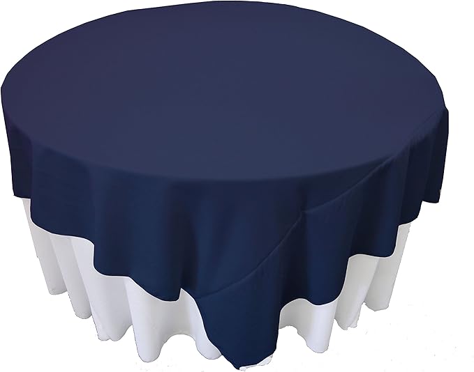 LA Linen Polyester Poplin Washable Square Tablecloth, Stain and Wrinkle Resistant Table Cover 90x90, Fabric Table Cloth for Dinning, Kitchen, Party, Holiday 90 by 90-Inch, Navy
