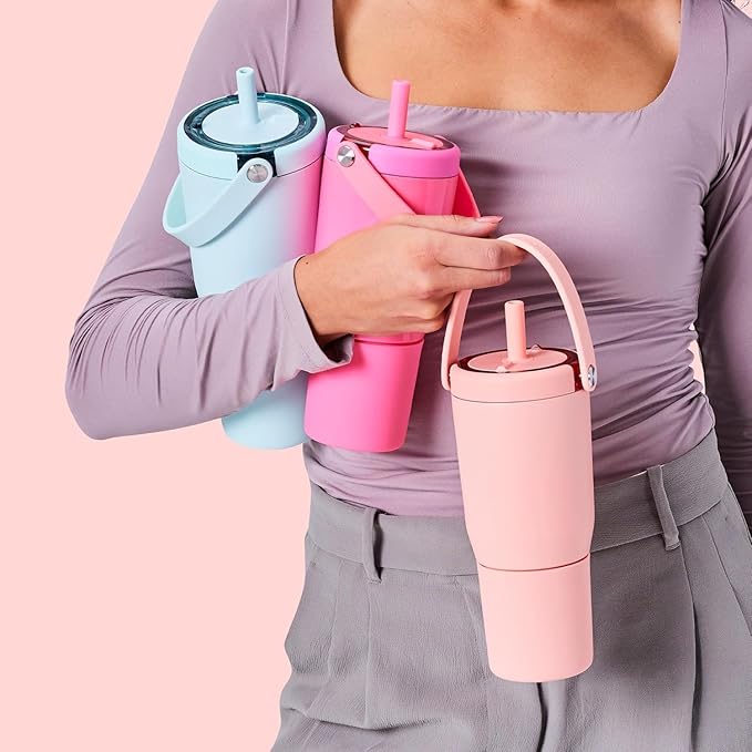 BrüMate Resa 25oz 100% Leakproof Travel Tumbler with Handle & Straw | Flexible SoftSip Straw | Silicone Sleeve for Durability | Stainless Steel | Cup Holder & Travel Friendly Water Bottle | (Juniper)