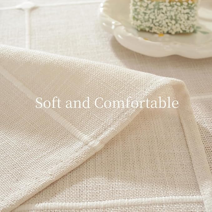 Zobesta Linen White Table Cloth Rectangle 53 x 86 Inch, Cotton Linen Tablecloth Rectangle Heavy Weight Washable Farmhouse Soft Boho Tablecloth for Kitchen, Outdoor, Party, Holiday, Picnic, Dining