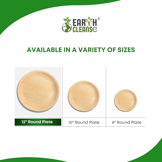 The Palm Dinnerware – Palm Plates 12 Inch Round (75 Count) | Compostable & Biodegradable | Like Bamboo Disposable Plates | Oven & Microwave Safe | USDA 100% Biobased
