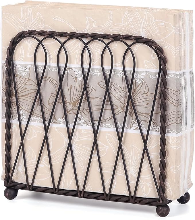 NIKKY HOME Vintage Intertwined Metal Napkin Holder Decorative Upright Tissue Dispenser - Black