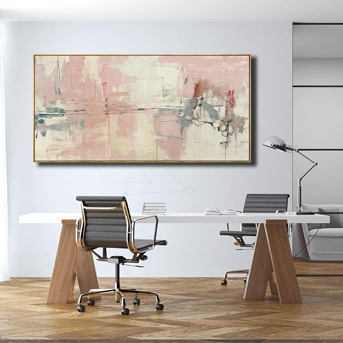 YJYart Pink Abstract Wall Art Room Decor for Teen Girls Modern Living Room Canvas Wall Art Bedroom Pictures Office Decoration for Wall 29x58in
