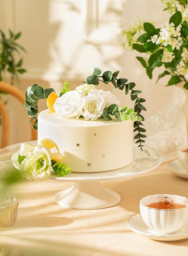 Sweese Porcelain Cake Stand 12-Inch, Round Dessert Display, Elegant White Cupcake Holder for Celebrations, Weddings, Parties – Versatile Serving Platter Premium