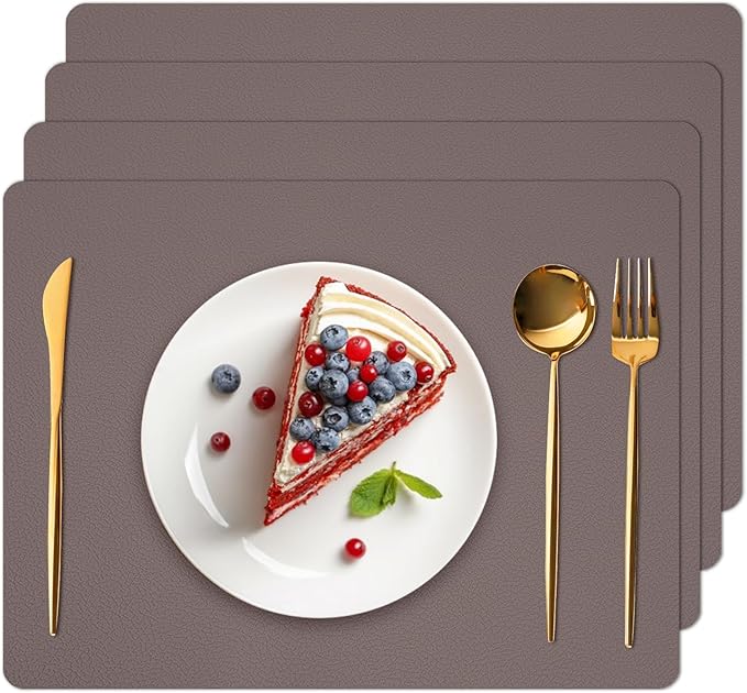 Silicone Placemats Set of 4, Heat Resistant Table Mats,Non-Slip Mats,Waterproof Placemats,Easy to Clean,Dustproof Mats,Perfect for Indoor & Outdoor Dining,12.6 x 17.7 inches by Siliconty (Dark Purple)