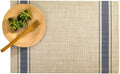 Restaurantware French Countryside 16 x 12 Inch Dining Table Placemats Set Of 6 Heat-Tolerant Kitchen Table Mats - Navy Stripe No Stain Khaki Vinyl Woven Rectangle Placemats Easy To Clean