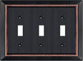 Metal Wall Plate for Electrical Outlets, Decorative Aged Bronze Switch Plates Outlet Cover, Light Switch Cover Plate, 3-Gang Wall Plates (Triple Toggle, 1 Pack)