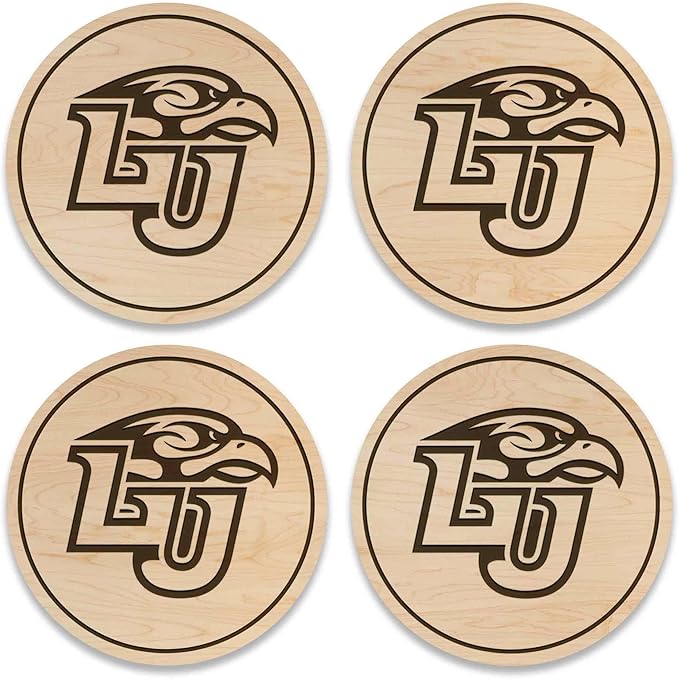 LazerEdge Liberty University Wooden Coaster Set - Maple Wood - Officially Licensed Product - 4-Pack