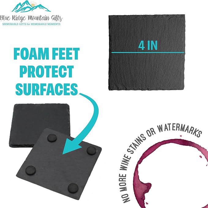 Blue Ridge Mountain Gifts - New York City Skyline Coasters, Set of 4 - New York City New York Souvenir, Slate Coasters with Minimalist Skyline, Housewarming Gift for Friends, Family, & Neighbors