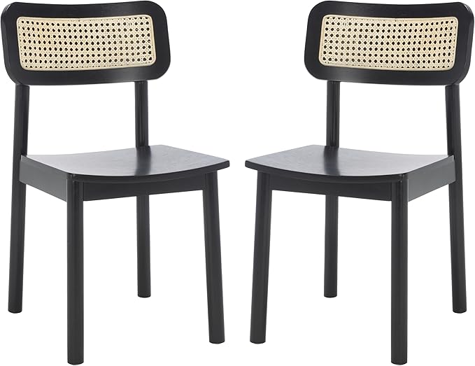 SAFAVIEH Home Collection Egon Coastal Black/Natural Dining Chair Set of 2