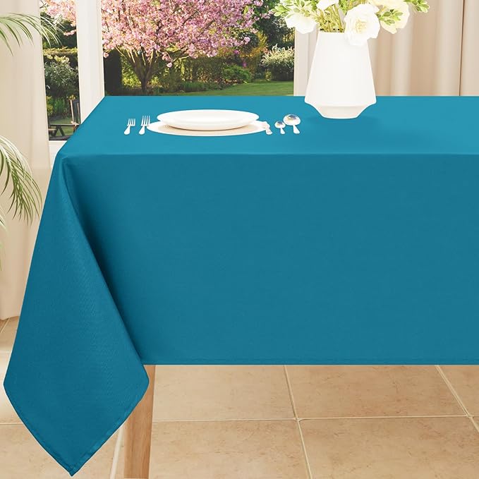 Smiry Rectangle Table Cloth, Waterproof Anti-Scratch Polyester Tablecloth, Decorative Washable Fabric Table Cover for Dining, Buffet, Parties and Outdoor, 60x102, Teal