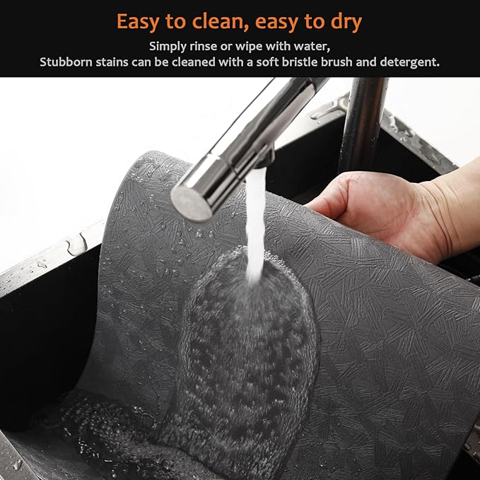 Vinyl Placemats Set of 6 Faux Leather 100% Waterproof Wipeable Washable Place Mats Heat Resistant Easy Clean Non-Slip Table Mats for Indoor Outdoor. (6,Gray)