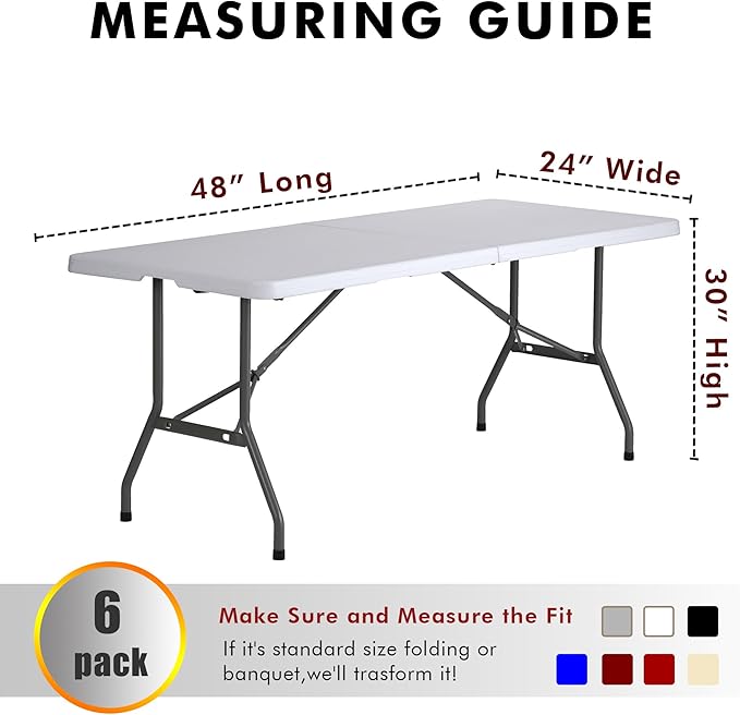 Nasitos 6 Pack Black Fitted Table Covers for 4 Foot Tables-Open Back Folding Table Cloth Washable Tablecloths for Trade Show, Craft Show, Grad Party, Vendor Booth