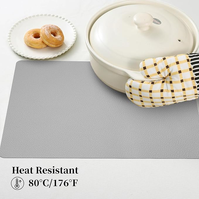 Silicone Placemats Set of 4, Heat-Resistant Placemats,Non-Slip Table Mats, Foldable Mats, Easy Clean Placemats, Perfect for Indoor & Outdoor Dining, 12.6 x 17.7 inches by Siliconty(Gray)