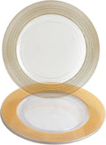 PARTY BARGAINS 13-Inch Charger Plates - 4 Pack, Clear Gold Textured Rim, Heavy-Duty Disposable Chargers for Elegant Dining - Ideal for Weddings and Formal Events