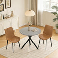31.5" Round Dining Table and Chairs Set for 2, Small Dining Table Chairs Set Space-Saving, Small Dinette Sets for 2 for Kitchen Dining Room Apartment(Gray Table +Brown Chairs)