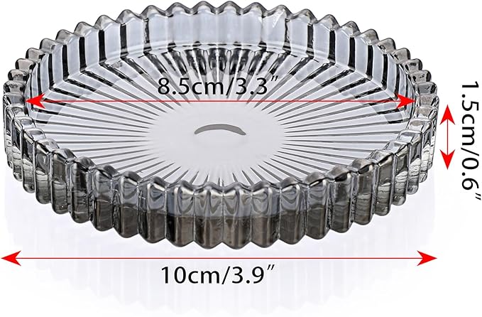 JUXYES 8 Pack Clear Black Crystal Coasters Round Cup Mat, Glass Coasters for Drinks Coffee Tea Wine, Decorative Wine Bottle Coaster, Crystal Drink Coasters for Restaurant bar Kitchen Dining Table