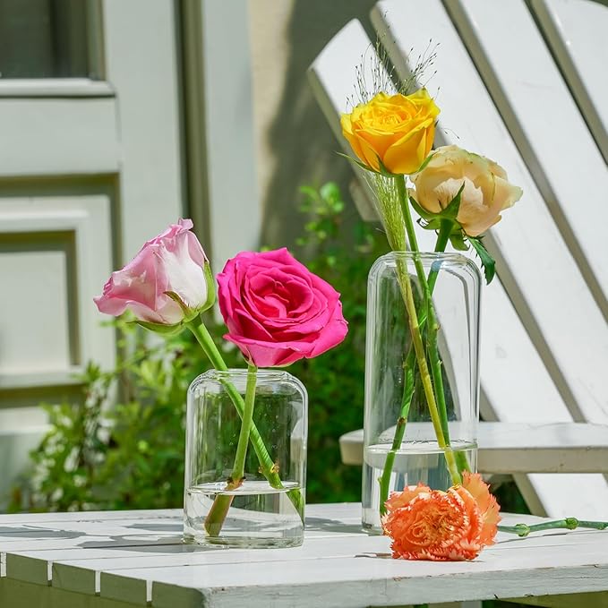 Glass Bud Vases Set of 24 - Clear Flower Vases for Centerpieces, Small Glass Vase Modern Bud Vase for Wedding Party Dining Table Centerpieces, Living Room Decorative, Home Decor