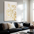 YJYart Plant Canvas Wall Art Flower Wall Decor Gold Wall Decorations 24"x36" Office Art Posters Oil Painting for Bedroom Kitchen