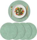 Artoid Mode Sage Faux Leather Placemats Set of 4, 15 Inch Waterproof Wipeable Heat Resistant Vinyl Place Mats, Reversible Table Mats for Spring Kitchen Dining Decor