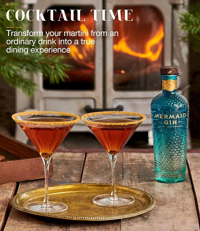 LUNA & MANTHA Martini Glasses Set of 4, Hand Blown Crystal Large Martini Glass Set 9oz, Elegant Cocktail for Bar, Manhattan, Gin, Tequila Gift Set for Birthday, Housewarming