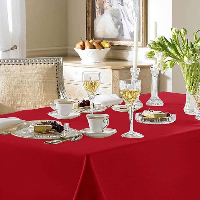 Fitable Red Rectangle Tablecloths for 6 Foot Tables, 6 Pack - 70 x 108 Inches - Stain Resistant and Washable Table Clothes, Polyester Fabric Table Covers for Wedding, Party, Banquet, Buffect