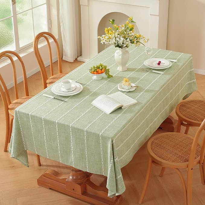 Zobesta Sage Green Table Cloth Square 60 x 60 Inch, Cotton Green Linen Tablecloth Square Heavy Weight Washable Farmhouse Soft Boho Tablecloth for Party, Holiday, Picnic, Dining, Outdoor,Fall