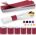 Christmas Napkin Rings Set of 50, 2 Colors in 1, Reusable Adjustable Napkin Bands for Holiday Parties, Wedding, Thanksgiving Table Decor, Waterproof Tear-Proof (Burgundy) Great Gift Idea