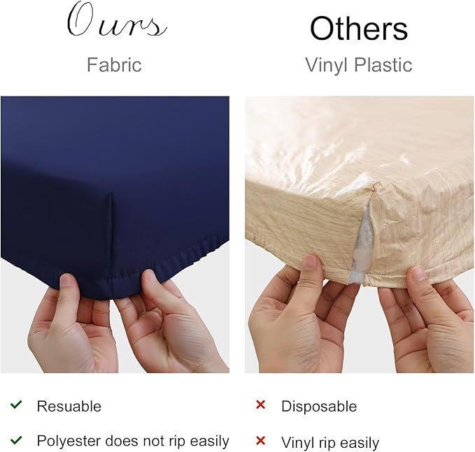 homing 2 Pack Rectangle Table Cloth, Elastic Fitted Fabric Tablecloth Fits for 5 Foot Folding Tables, Washable Table Cover for Picnic, Camping, Indoor & Outdoor (Navy Blue, 30" x 60")