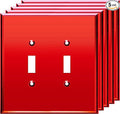 LIDER Reflective Acrylic Toggle Switch Wall Plate, Mirrored Double Light Switch Cover, Plexiglass Cover Plate, Acrylic Glass, Oversized 2-Gang 5.25" x 5.25", LWP-12O-ARD5P, Red, 5 Pack