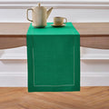 Solino Home Linen Emerald Green Hemstitch Table Runner 48 Inches - 100% Pure Linen Small Table Runner 14 x 48 Inch Ideal for Dresser and Coffee Tables - Classic Hemstitch - St Patricks Day