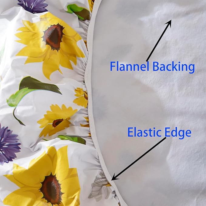 Walrus Round Vinyl Fitted Tablecloth with Flannel Backing Elastic Edge Design Table Cover Waterproof Oil-Proof PVC Table Cloth Stain-Resistant Best for 57"-66" Round