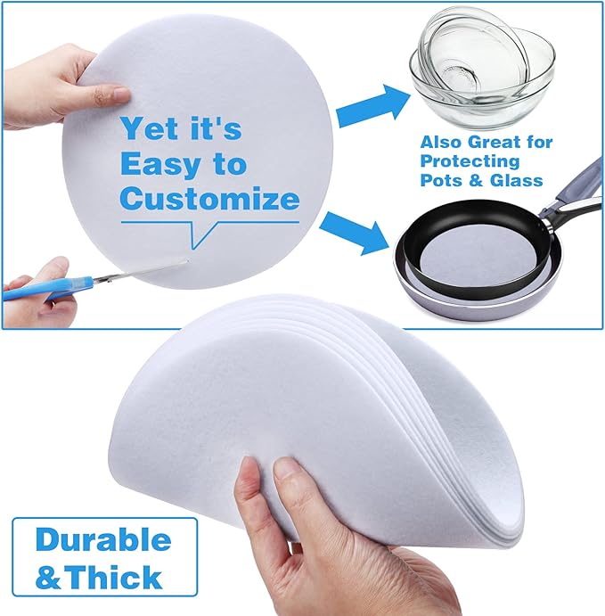 Imncya Plate Separators Storage, Set Of 60 And 3 Different Size, Thick and Premium Soft Felt Plate Dividers For China, Dish, Coffee Saucers Protecting and Stacking