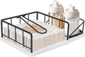 Livabber Flat Napkin Holder, Metal Kitchen Napkin Storage with Weighted Tension Arm Rustic Tissue Paper Dispenser for Countertop, Table Kitchen, Dining Room (with Marble Base, Black Napkin Holder Set)