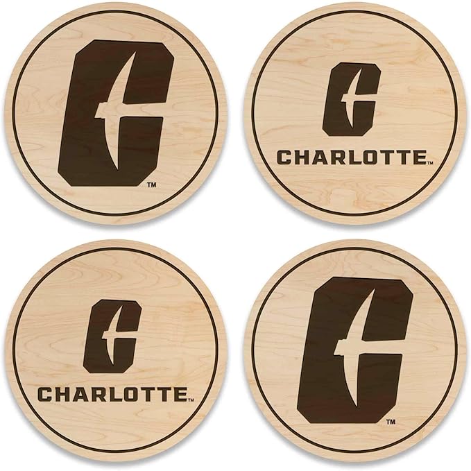LazerEdge UNC Charlotte 49ers Wooden Coaster Set - Maple Wood - Officially Licensed Product - 4-Pack