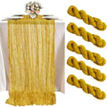 FUHSY 5 Pack 10FT Cheese Clothes Table Runners for Weddings Gold Cheesecloth Gauze Linen 35x120 Inch Romantic Rustic Dining Table Runner for Indoor Outdoor Table Centerpieces Party Table Cloth Runner