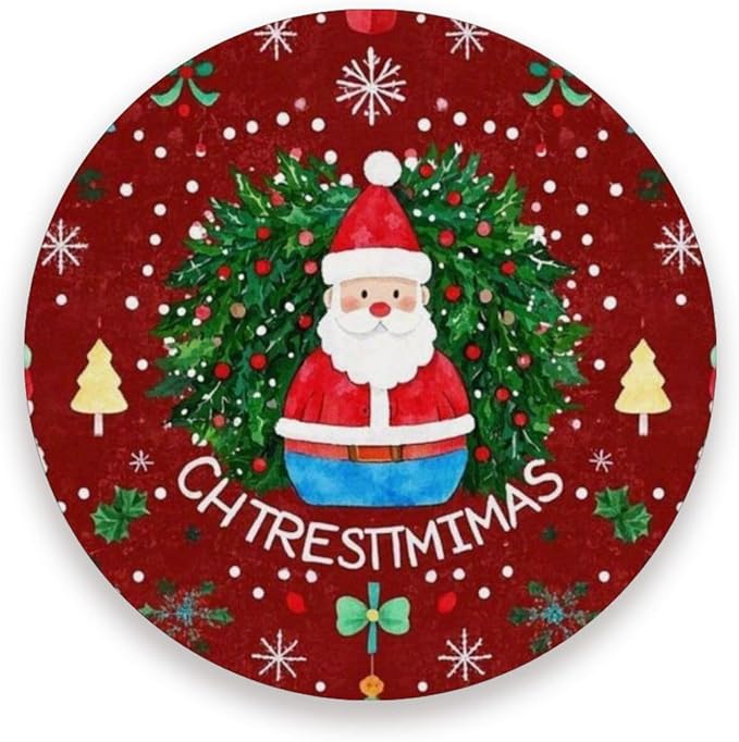 Coasters for Drinks Coaster Drink Set Decorative Coffee Table Desk Cup Mat Spring Cute Cork Bar Backing Round Home Decor Santa Claus Wreath Christmas Tree Snowflakes Colorful42