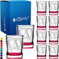 Personalized Square Shot Glasses Set of 10 Red Bottom 2oz Engraved Initial and Name Custom Gifts, Weddings, Birthdays, Party, Event, Decorations