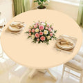 Round Spandex Tablecloth, Elastic Fitted Waterproof Tablecloths for 31"-35" Tables, Stretch Washable Picnic Table Cover for Camping, Dining, Indoor and Outdoor,Ivory