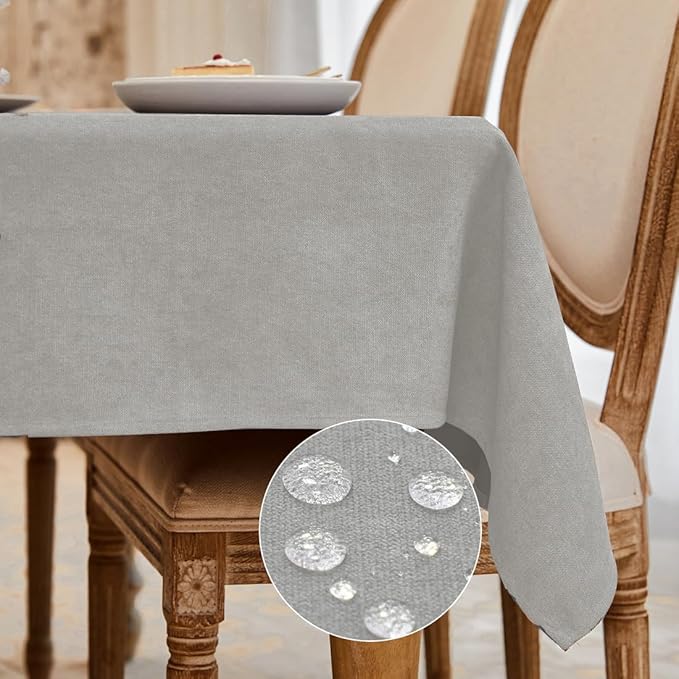 BALCONY & FALCON Rectangle Tablecloth Washable Wrinkle Resistant and Water Proof Table Cloth Decorative Linen Fabric Tablecloths for Dining Parties Kitchen Wedding and Outdoor Use (Opal Gray, 57x118)