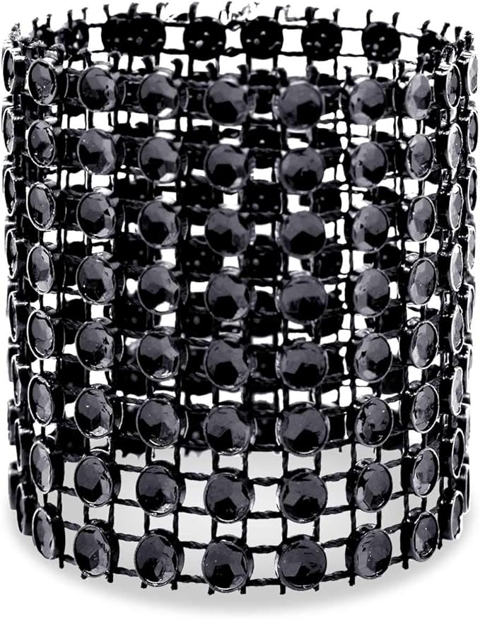 KPOSIYA Napkin Rings, Pack of 120 Rhinestone Napkin Rings Diamond Adornment for Place Settings, Wedding Receptions, Dinner or Holiday Parties, Family Gatherings (120, Black)